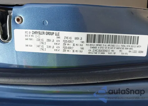 2012 Chrysler Town & Country Touring z USA, uszkodzony, nr VIN 2C4RC1BG0CR209215